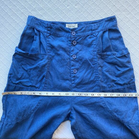 Joie Gia 100% Linen Button Fly High Waist Pants Blue Quartz Women’s 8 Lagenlook - Picture 13 of 13